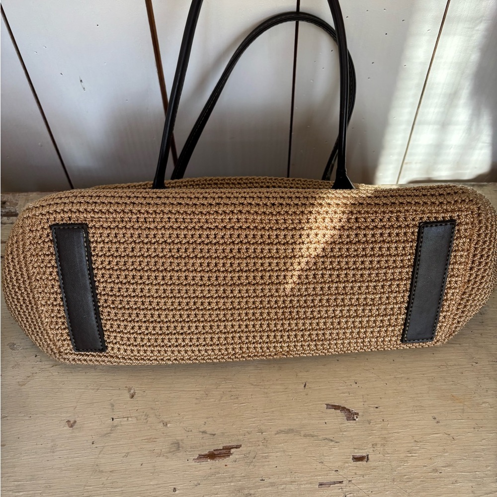 The Sak Beige Woven Shoulder Bag with Brown Handles - Picture 4 of 4